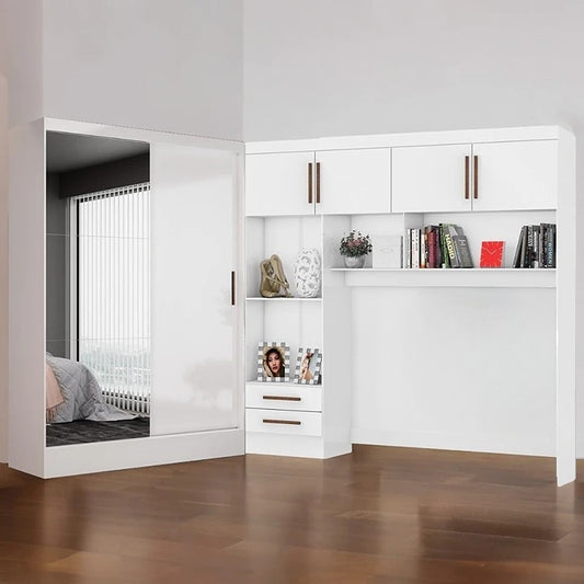 Modulado 4 Portas + Guarda-Roupa 3 Portas Dubai/Santiago Plus Branco – CARIOCA MÓVEIS - Móveis furniture