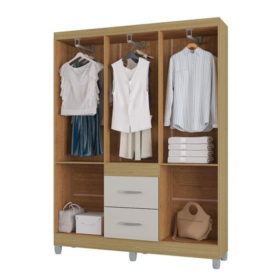Guarda-Roupa 6 Portas Milão 1,35 m Damasco/Off White – POQUEMA