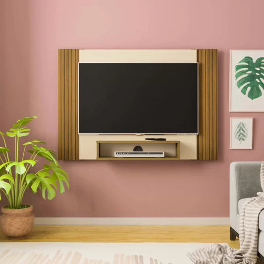 Painel Cine para TV 47 com Nicho Pinho / Off White - Móveis furniture