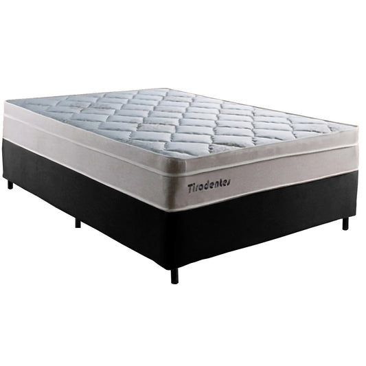 Colchão Casal Tiradentes D28 + Base Box Simples Corino Preto – COLCHOMINAS + BIOSTAR