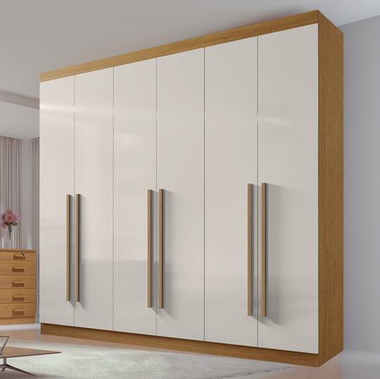 Guarda-Roupa 6 Portas Da Vinci 2,75 m Cinamono/Off White – D’DORO MÓVEIS