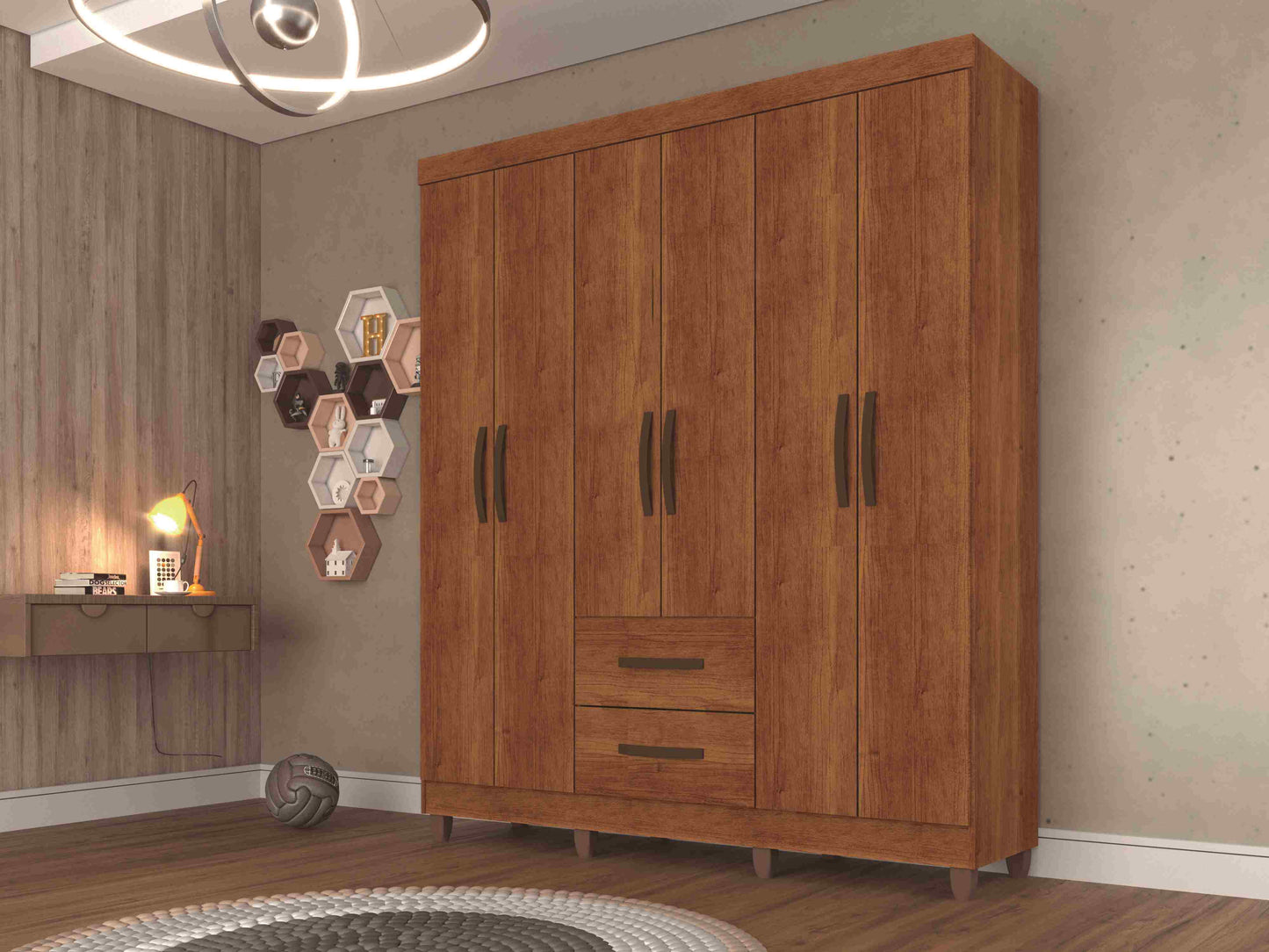 Roupeiro Estrela 6P2G c Pes Cinamomo - Móveis furniture