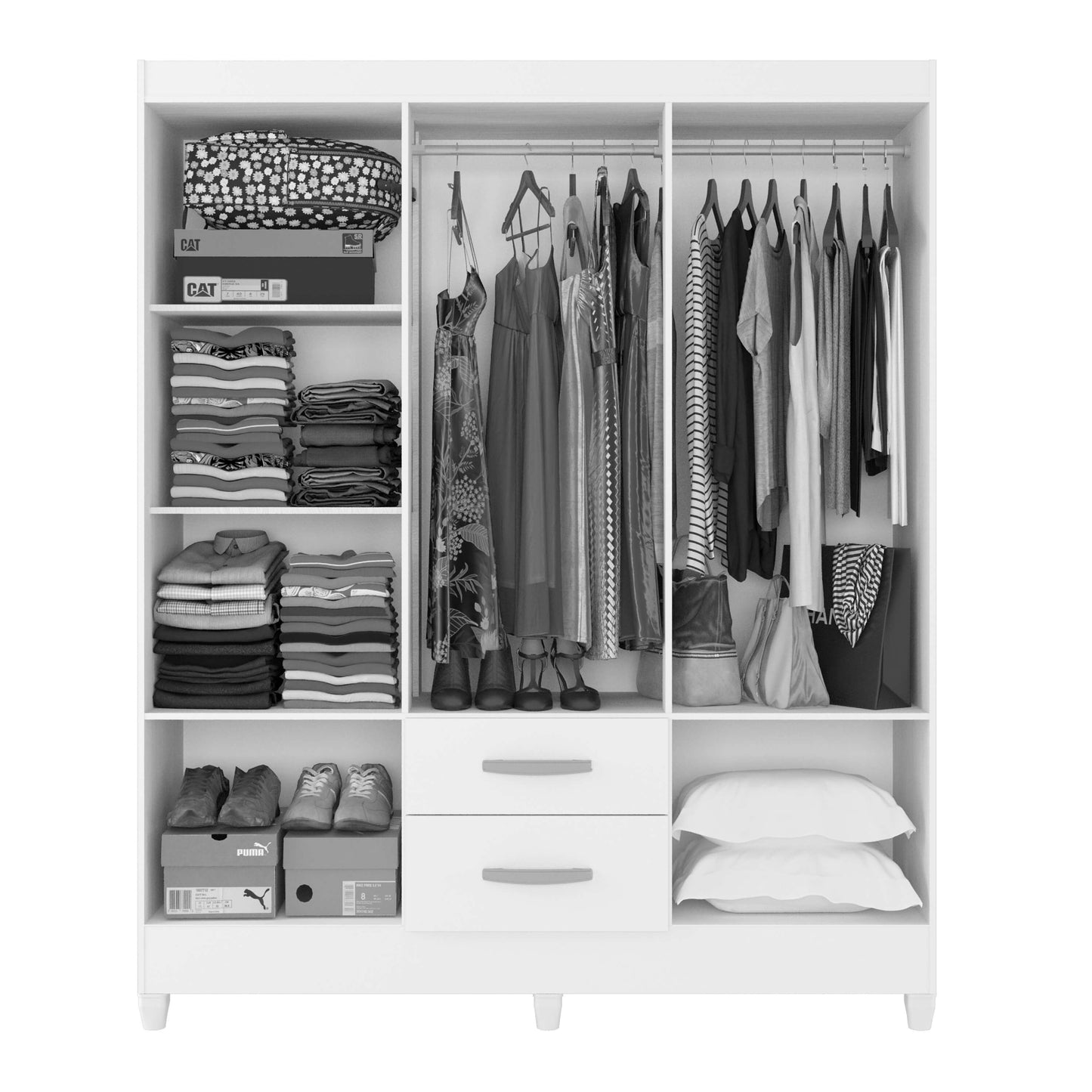 Guarda Roupa Fortaleza 6 Portas 2 Gavetas Casal Atualle Canelato Rústico Natura Off White - Móveis furniture