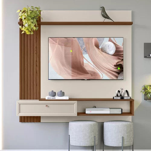 Painel Home Ripado para Tv 55 Polegadas Alvorada Linea Brasil Freijó Off White - Móveis furniture