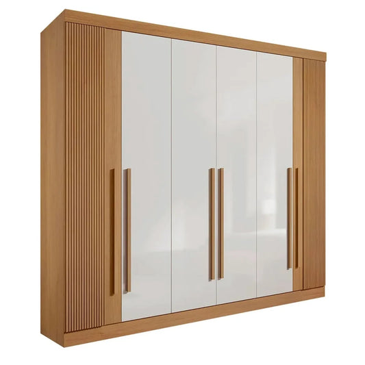 Roupeiro 6 Portas Da Vinci Plus 100% MDF Cinamomo/Off Ripado - D doro - Móveis furniture