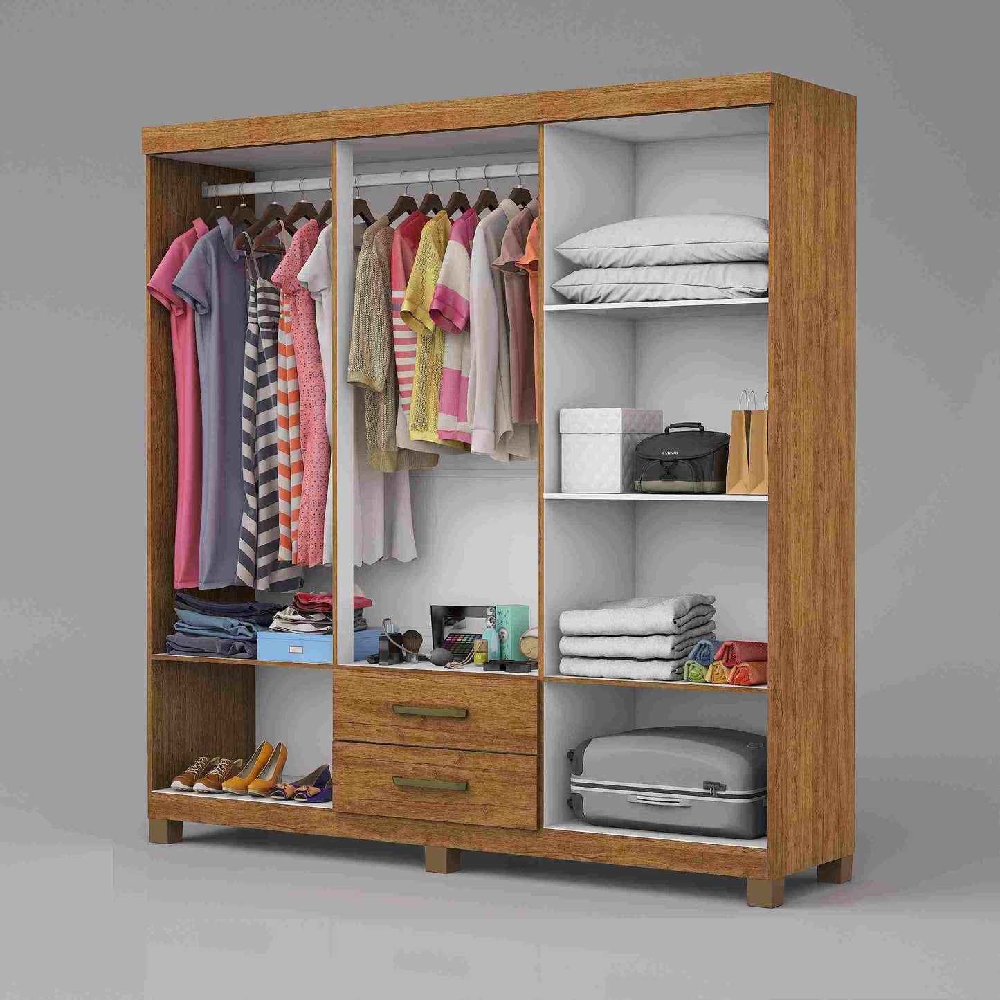 Roupeiro Aires Gold 6P2G com Pes Cinamomo - Móveis furniture