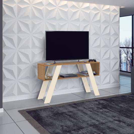 Rack Detroit Atualle para TV até 55 Polegadas Canelato Rústico Natura Off White - Móveis furniture
