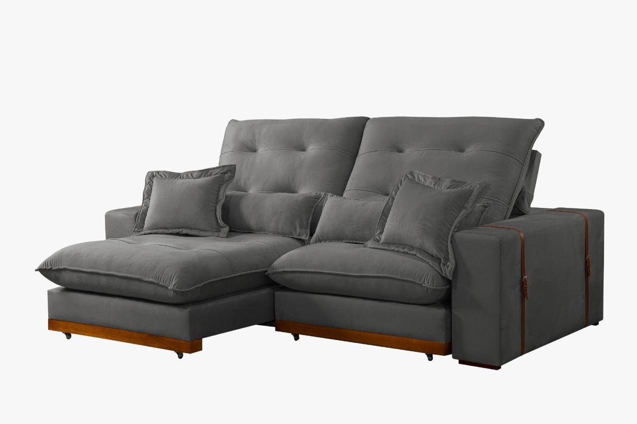 Sofá Toronto 4 Lugares Retrátil e Reclinável Veludo 250cm Di Vitrine