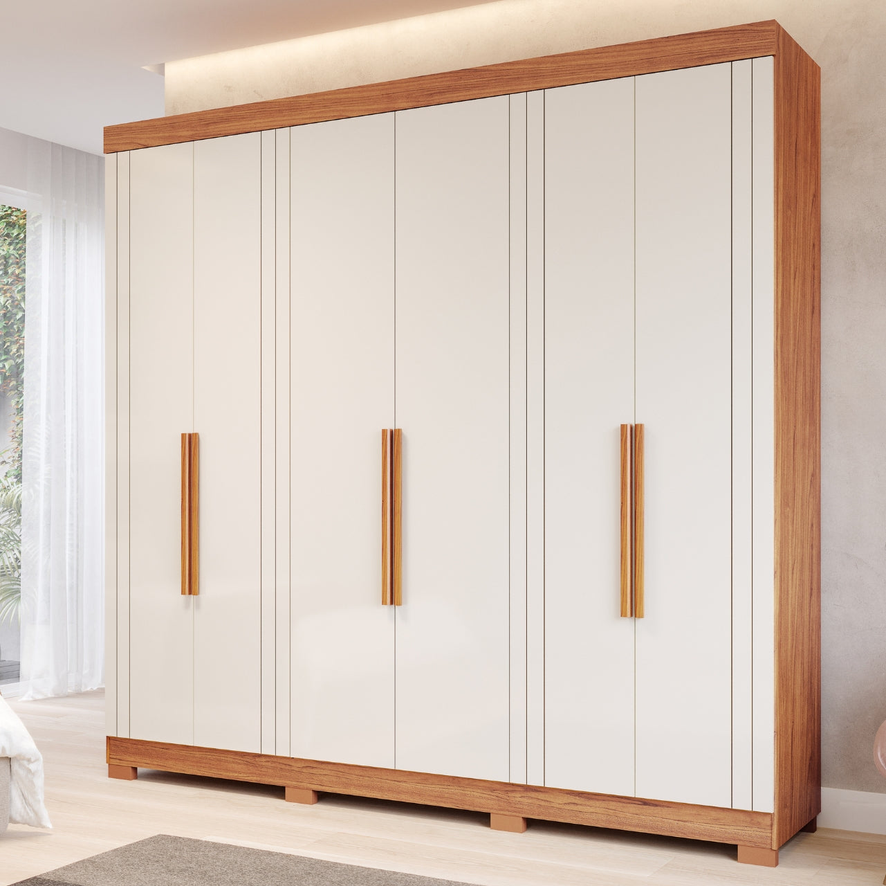 Guarda-Roupa 6 Portas Cecília 2,346 m Cinamono/Off White – PANAN MÓVEIS