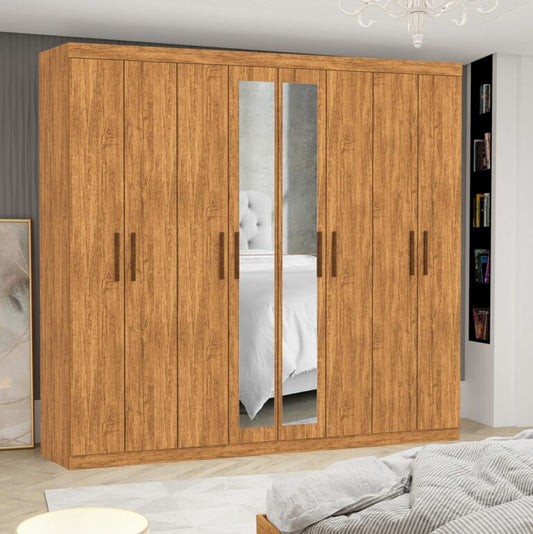 Guarda-Roupa 8 Portas Rubi 2,08 m(Com Espelho)Cinamono – CARIOCA MÓVEIS