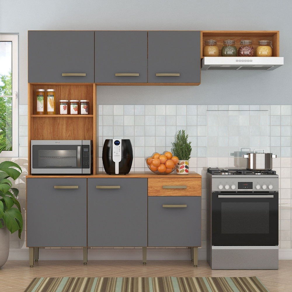 Cozinha Nina CN10 2,20 m Cinamomo/Grafite – FELLICCI – Móveis