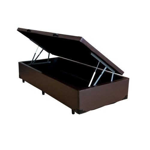 Base Box Solteiro Baú Avalon Suede Marrom – AVALON COLCHÕES - Móveis furniture