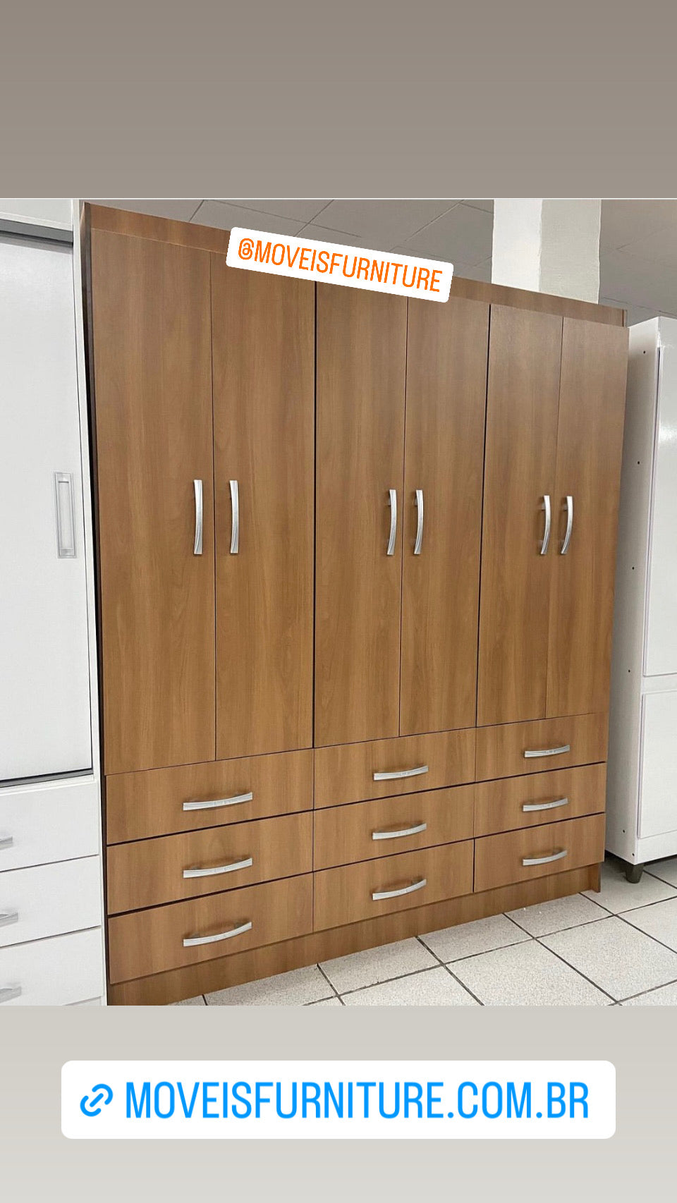 Roupeiro Bergamo Cinamomo - 6 portas - Evidência - Móveis furniture