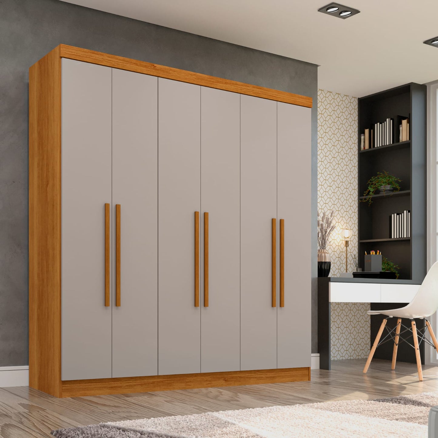 Roupeiro Recife 6P2G Cinamomo.Off White - Móveis furniture