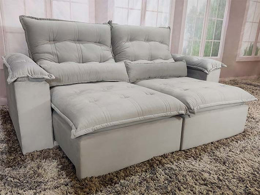 Sofá Retrátil Reclinável 2,10 m Cinza 321 Maricá - Móveis furniture