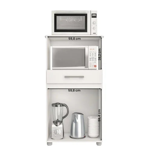Armario Multiuso Havana New Cozinha com 2 Portas e 1 Gaveta Branco Branco