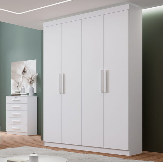 Guarda-Roupa 4 Portas Colibri 1,38 m Branco – D’DORO MÓVEIS