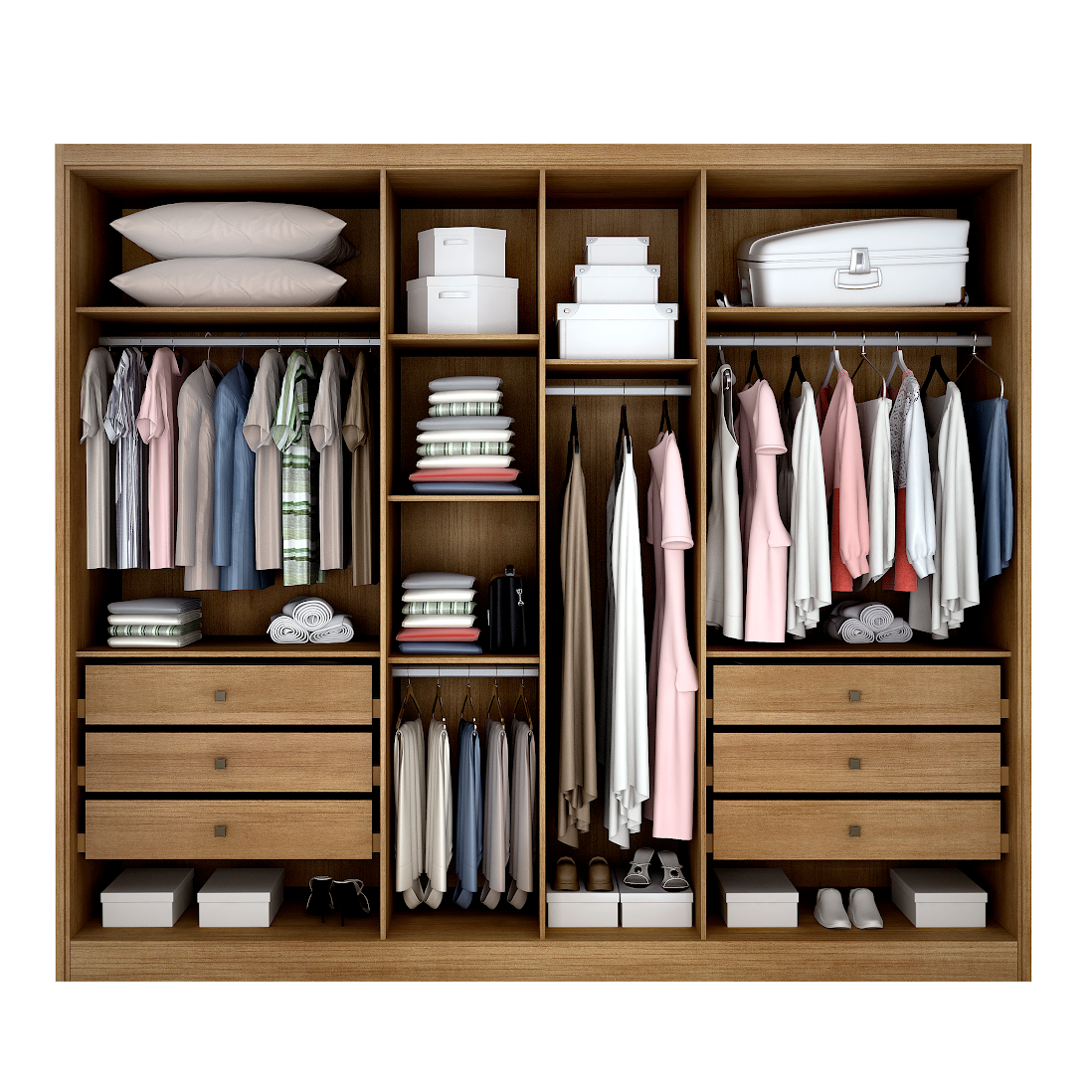 Roupeiro Casal Robust Plus BRANCO 6 Portas 6 Gavetas 100% MDF - Novo Horizonte
