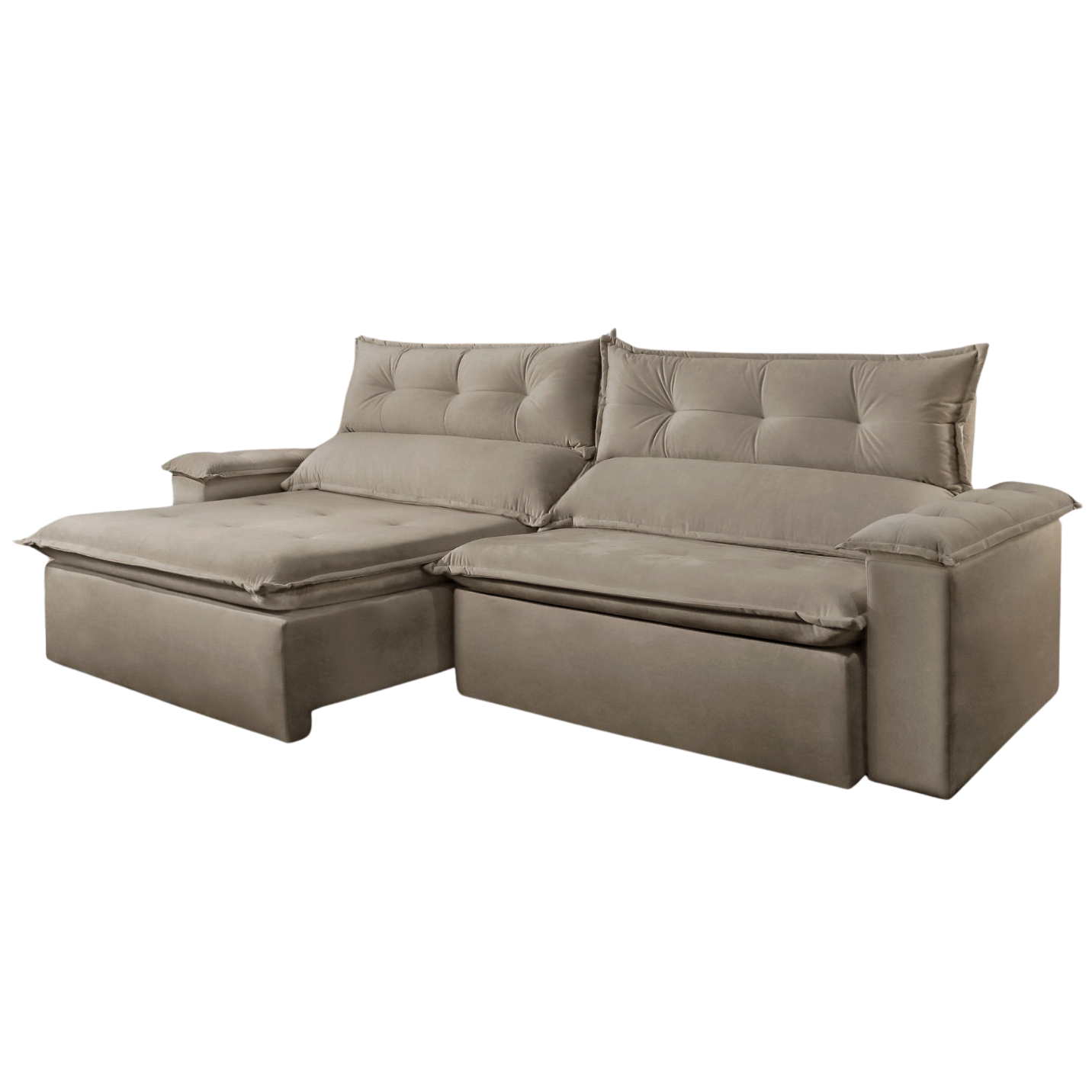 Sofá Retrátil e Reclinável 2,50 m S-102 Veludo Capuccino 1192 – SUPREMA ESTOFADOS