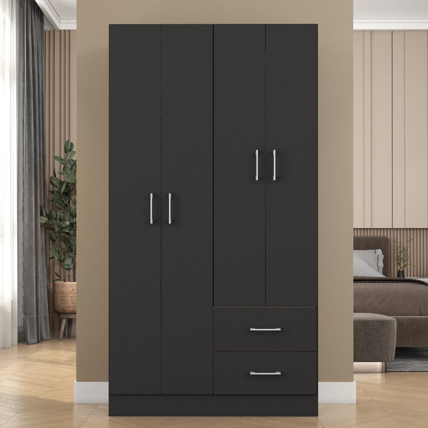 Guarda-Roupa 4 Portas Panamá 4002 Preto – FELLICCI - Móveis furniture