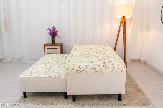 Cama Solteiro Unibox C/ Cama auxiliar Sonho Bom Bege - Nosso Sonho