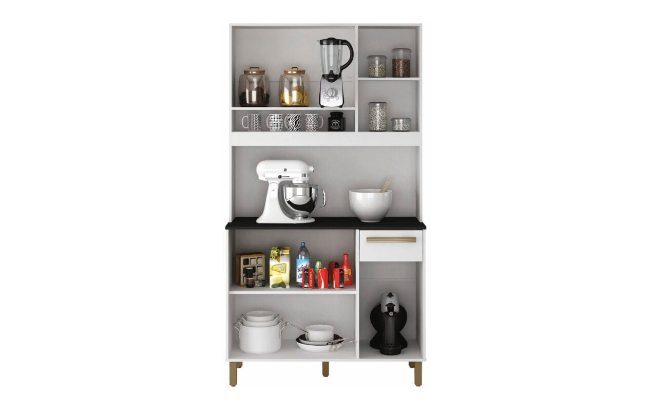 Armário de Cozinha Ametista 5 Portas 1 Gaveta 3 Nichos - Móveis furniture
