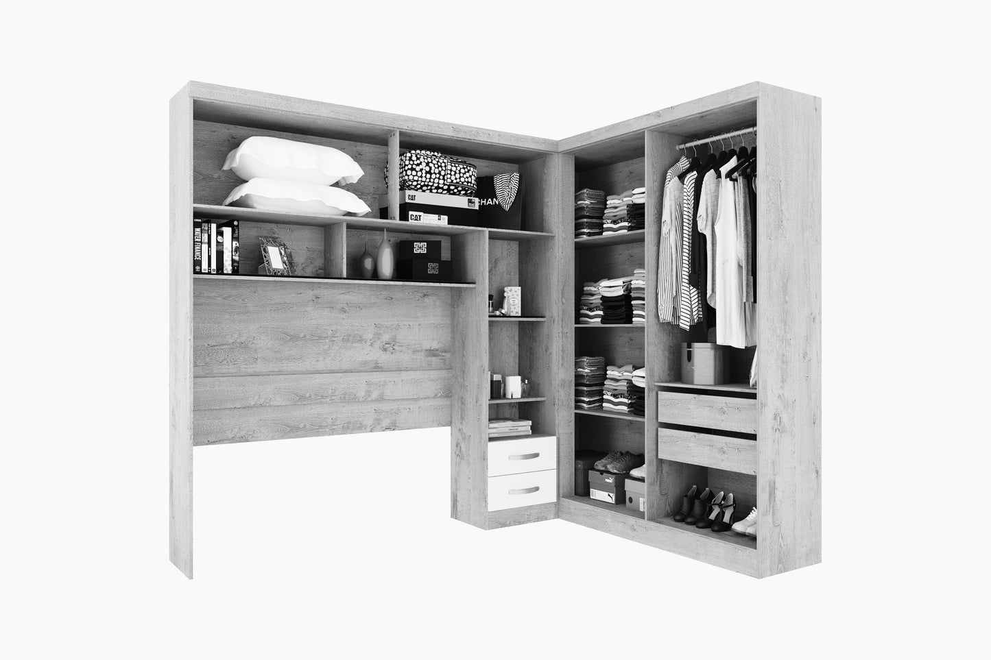 Roupeiro Parana Módulo Canto e espaço Cama Box - Móveis furniture