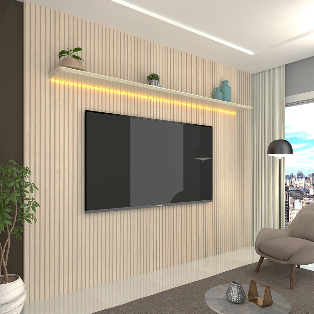 Painel Requinte 270 com LED Off White Gelius - Móveis furniture