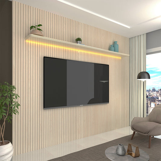 Painel Requinte 270 com LED Off White Gelius - Móveis furniture