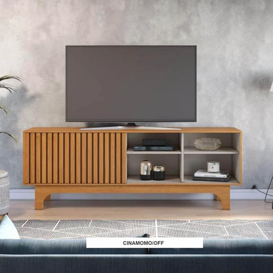 Rack Sereno C/Porta Ripada Larg. 1.68m Cinamomo/Off JCM