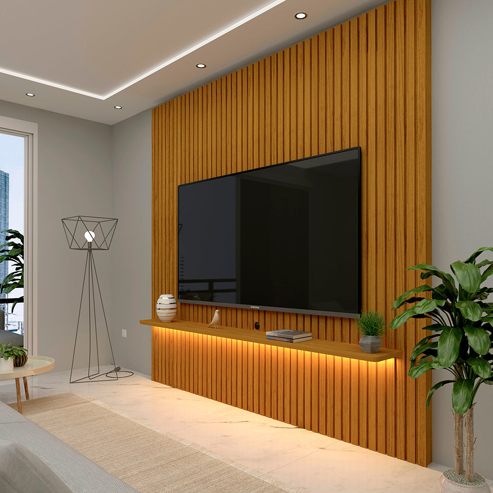 Painel Nobre Ripado 185 1P com LED Naturale Gelius - Móveis furniture