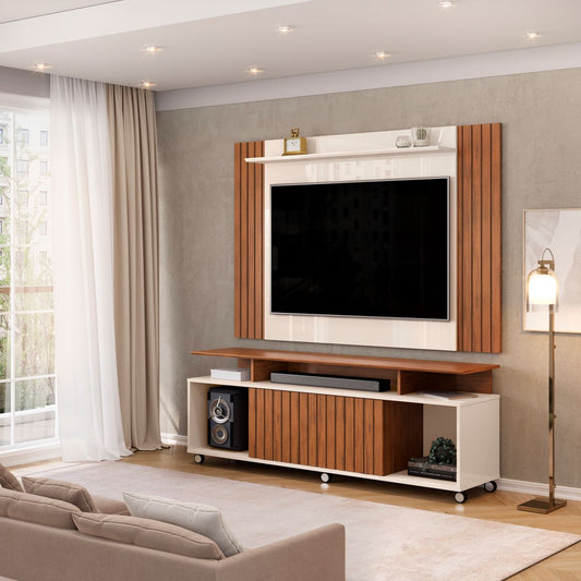 Combo Painel Extensivel Trend Freijo.Off White com Rack Tomy Freijo.Off White - Móveis furniture