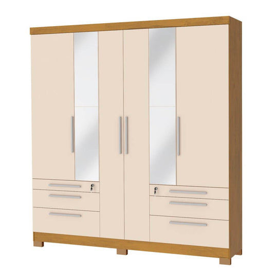 Guarda Roupa Novara Casal com Espelho 6 Portas 6 Gavetas - Móveis furniture