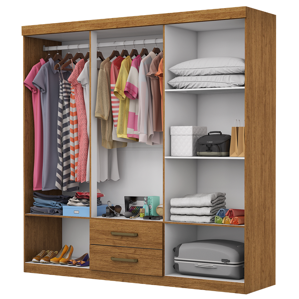 Guarda-Roupa 6 Portas(Com Espelho/Sem Pés)Áries Cinamono/Branco – CARIOCA MÓVEIS