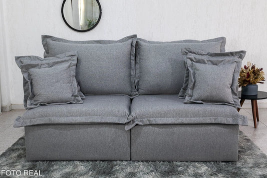 Sofá Retrátil Reclinável Lima Linho Cinza A59 Larg. 2.00m - Sem Caixa
