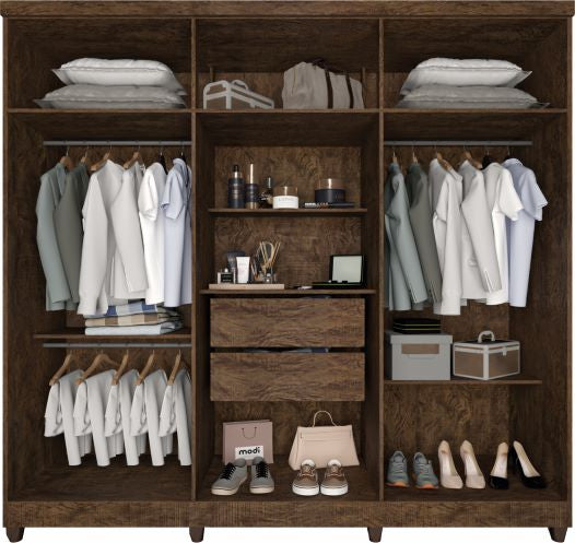 Roupeiro Portugal Frison 6P2G Cinamomo.Off Whit.Cinamom Imop - Móveis furniture