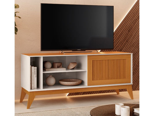 Rack Aruba 55″ – Off White/Cedro - Móveis furniture