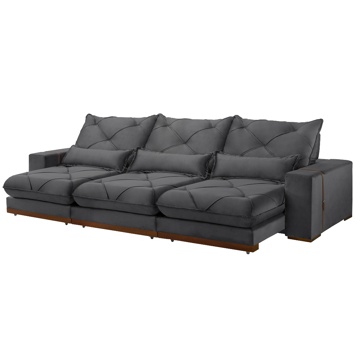 Sofá Retrátil e Reclinável Luanda/Isabella 3,50 m Veludo Grafite – TREVO ESTOFADOS - Móveis furniture