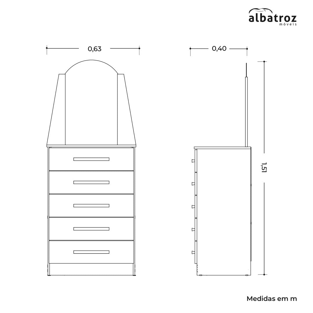 Cômoda Veneza Branco Fosco – MÓVEIS ALBATROZ - Móveis furniture