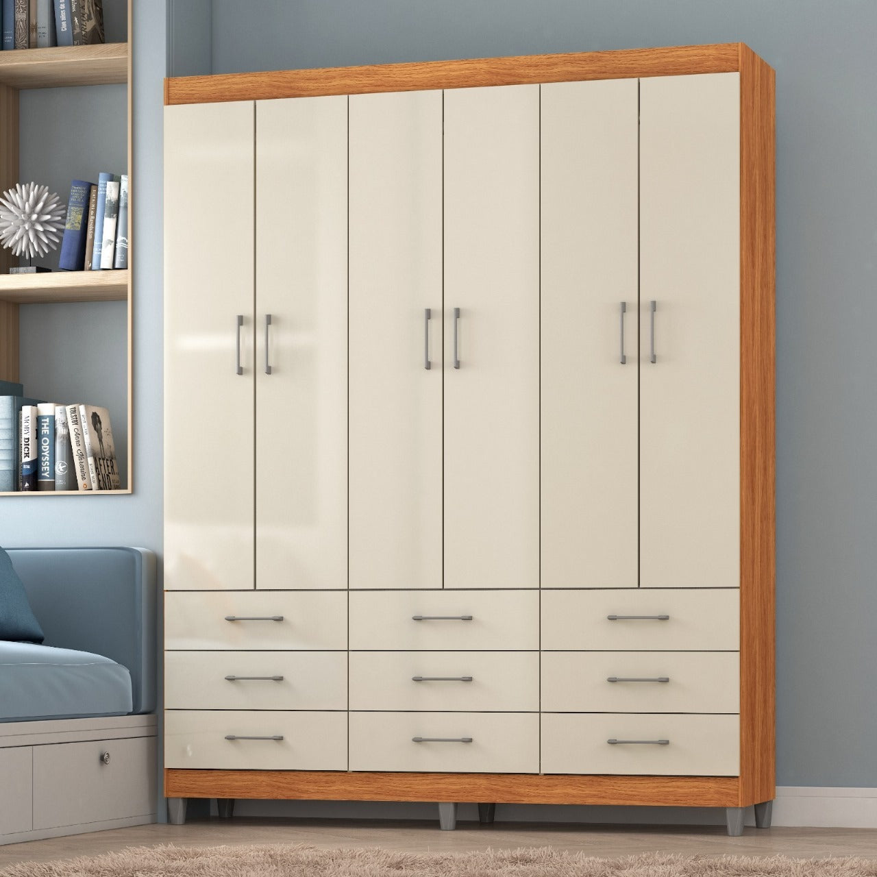 Guarda-Roupa 6 Portas Paraty 3690 1,50 m Cinamono/Off White – FELLICCI