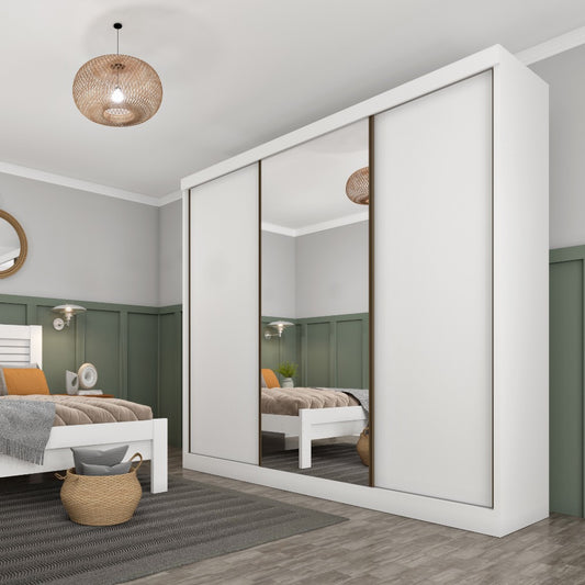 Guarda-Roupa 3 Portas Dacar/Senegal 2,40 m Neve – TCIL - Móveis furniture