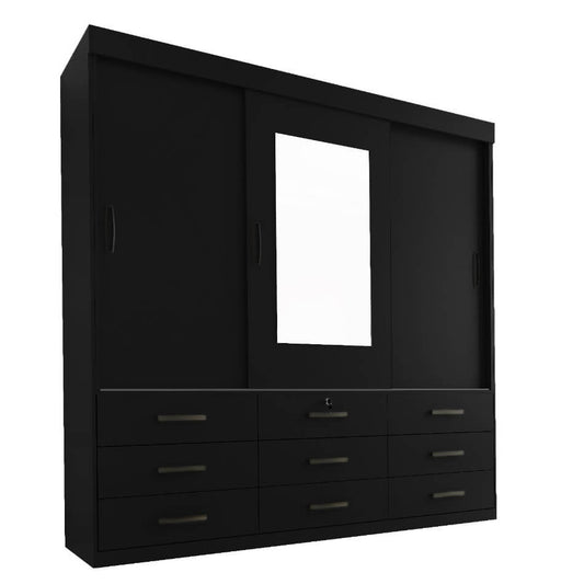 Roupeiro Ipanema 3P9G Preto Minas Plac - Móveis furniture