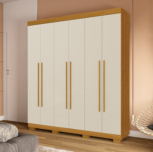 Guarda-Roupa 6 Portas Paolla 1,80 m Cinamono/Off White - Móveis furniture