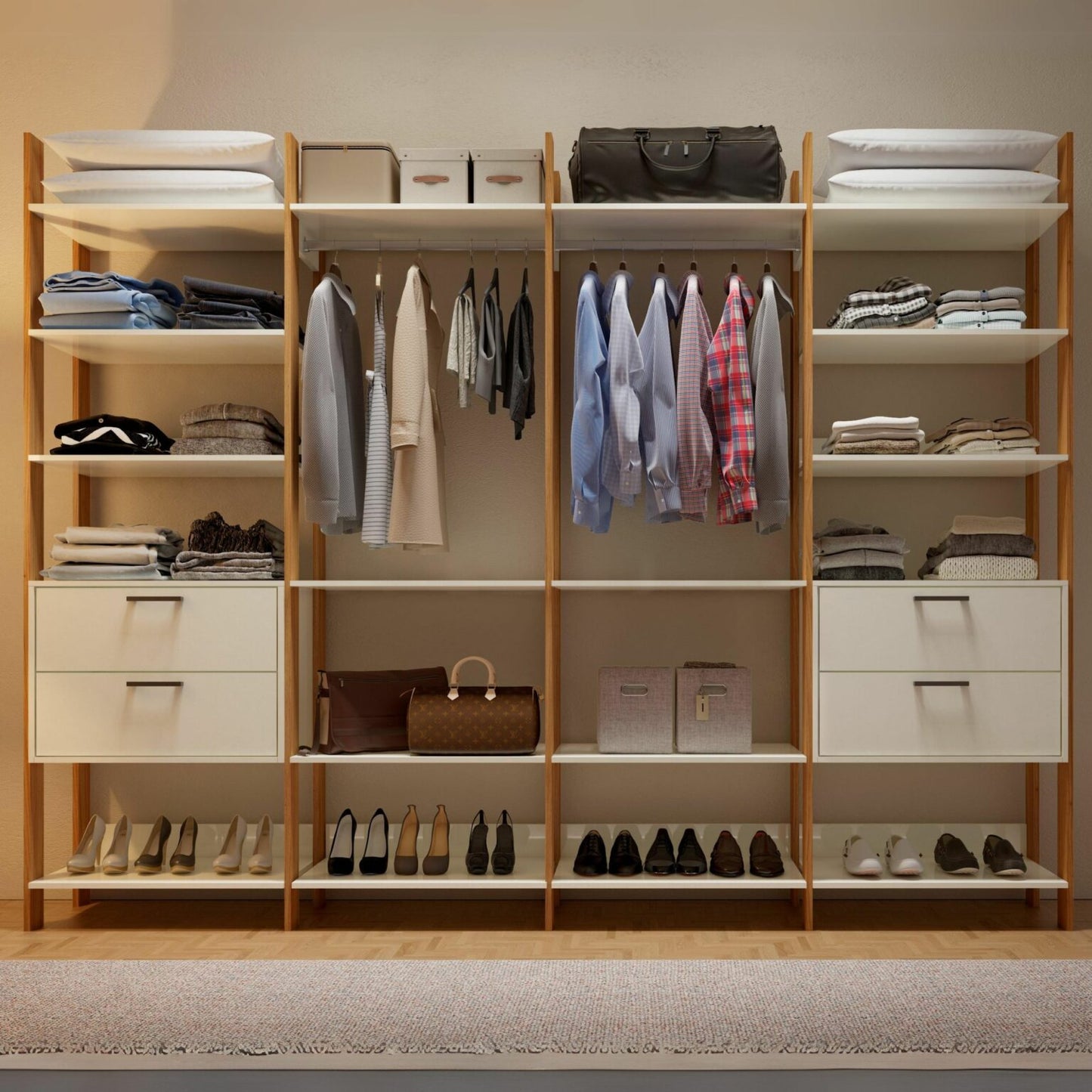 Closet 4 Torres TW406 2,89 m Off White/Freijó - Móveis furniture