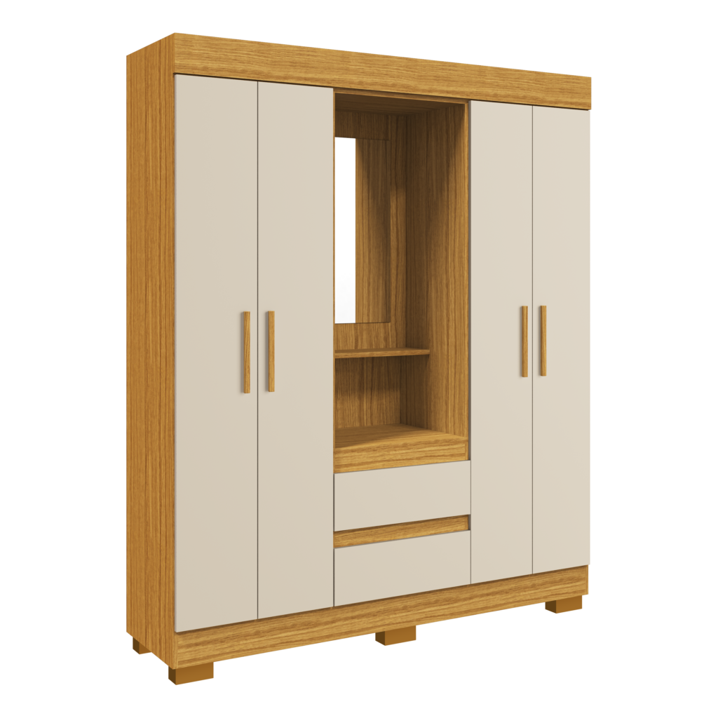 Guarda-Roupa Capelinha Isabely 1,491 m Cinamono/Off White – - Móveis furniture