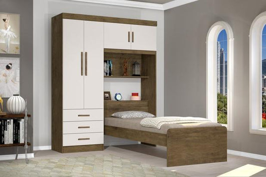 Roupeiro Cama Solteiro Cancun 4P3G Jequitiba.Off White J A Mov