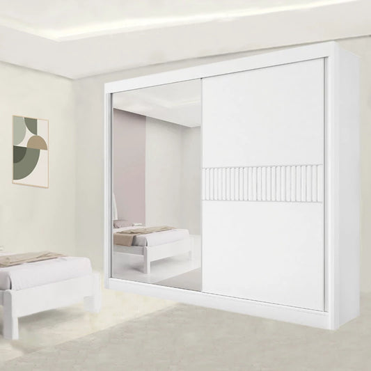 Roupeiro 2 Portas Titanium Ripado MDF Branco Larg. 2.20m D Doro - Móveis furniture