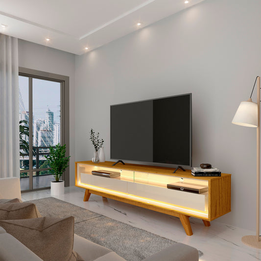 Rack Requinte 172 2G com LED Naturale.Off White Gelius - Móveis furniture