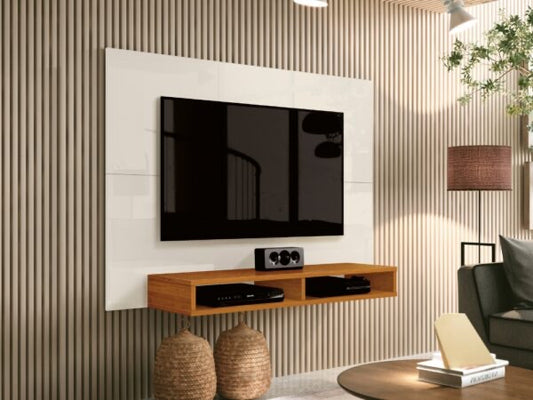 Painel até 43″ Fox New Off White/Cedro – EDN MÓVEIS - Móveis furniture