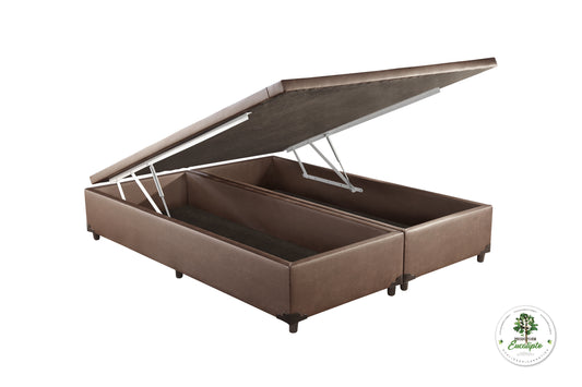 Base Bau Casal Bipartida 2x69x188x40 Corino Marrom - Móveis furniture
